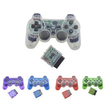 HobbyLane Caurspīdīgu Krāsu Bezvadu Kontrolieris 2.4 G, analogās Vibrācijas Gamepad Kontrolieris Playstation 2 PS2 Kursorsviru d20