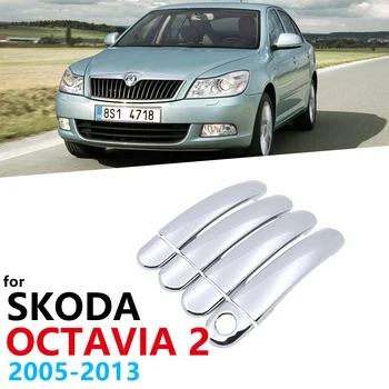 Hromēti Rokturi Vāka Apdare priekš Skoda Octavia 2 1Z A5 MK2 2005~2013 Auto Piederumi, Uzlīmes, Auto Klp Stils 2006 2007 2008 2009