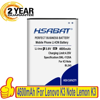 HSABAT 4600mAh BL243 Akumulatora Lietošana lenovo K3, Ņemiet vērā, K50-T5 A7000 A5500 A5600 A7600 Baterijas