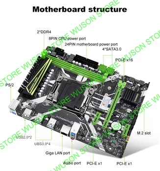HUANANZHI X99 LGA2011-3 mātesplati komplektā jaunu X99 mātesplati ar M. 2 NVMe slots CPU Xeon E5 2695 V3 RAM 32G(2*16.G) 2400 DDR4
