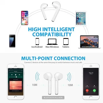 I7s TWS Bezvadu Bluetooth Austiņu par LG K8 K4 K7 K10 G7 G6 G5 G4 G3 G2 G V30s V30 V20 V10 Q7 Q8 Q6 Mūzikas Austiņu Uzlādes Kaste
