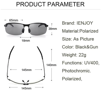 IENJOY Vīriešiem Photochromic Saulesbrilles ar UV 400 Oculos Braukšanas Polarizētās Saulesbrilles, Saules Brilles Vīriešu Sporta Brilles