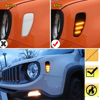 IJDM Kūpinātas Objektīvs Amber LED Spuldzes Priekšā, Sānu Gabarītlukturi Gaisma Komplekts. gadā-līdz Jeep Renegade, Aizstāt OEM Dzintara Sidemarker Lampas 12V