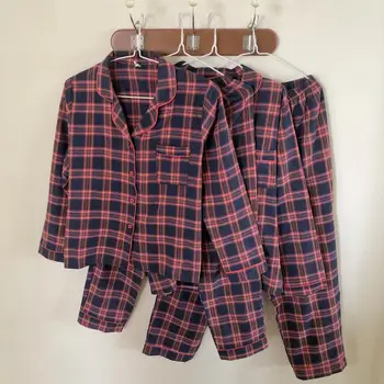 Ikdienas mājas apģērbu 2 gabals, kas sievietēm sleepwear pleds pidžamas komplekts sarkanā krāsā, pāris mājas tērps ar garām piedurknēm zaudēt top bikses pijamas Y278