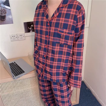 Ikdienas mājas apģērbu 2 gabals, kas sievietēm sleepwear pleds pidžamas komplekts sarkanā krāsā, pāris mājas tērps ar garām piedurknēm zaudēt top bikses pijamas Y278