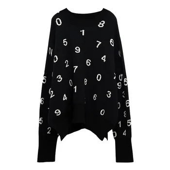 Imakokoni sākotnējo black garām piedurknēm džemperis sieviešu rudens zaudēt riska ierobežošanas ikdienas džemperis top