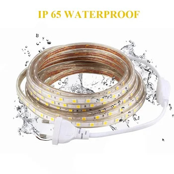 IP67 Waterproof SMD 5050 led lentes AC220V elastīgu led lentes 60 led/Metrs āra dārza apgaismes ES plug 1M/2M/3M/5M/10M/15M DA
