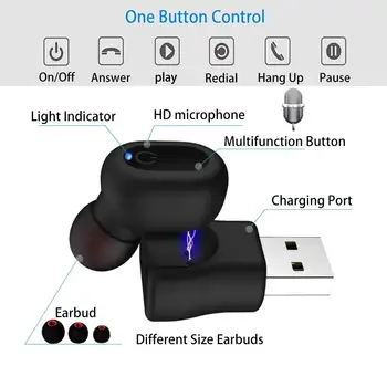 IPX8 Ūdensizturīgs Bluetooth Austiņu Vienu Mini Bluetooth Bezvadu Sporta Austiņas, Brīvroku sistēma ar Mic 4g