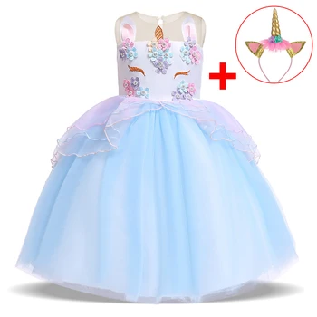 Ir 2021. Bez Galvas Vasaras Lieldienu Unicorn Kleitu Bērni Kleitas Meitenēm Puse Bērnu Toddler Meitene Drēbes Princess Dress L5066