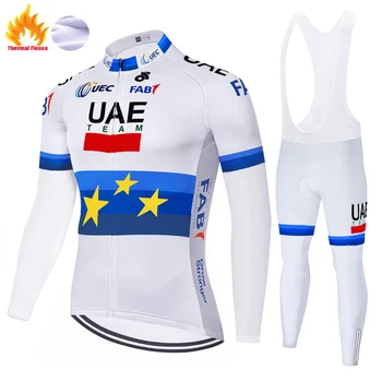 Ir 2021. komanda de france AAE uniformes de ciclismo Ziemas Siltuma Vilnas riteņbraukšana jersey vīriešiem 20D Saspringts čempions velo apģērbi vīriešiem