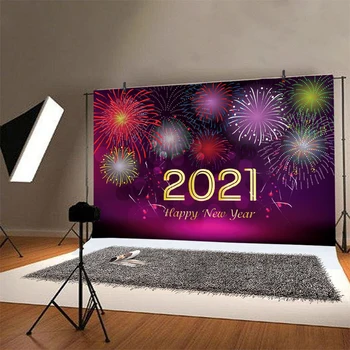 Ir 2021. Laimīgu Jauno Gadu Uguņošana Foto Fons Plaukšķene Ziemassvētku Puse, Fotogrāfijā Fona Photocalls Banner