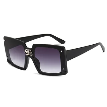 Ir 2021. Luksusa Lielgabarīta Daļēji bez apmales Saulesbrilles Sieviešu Vintage Kvadrātveida Saules Brilles Vīriešiem Oculos Feminino Lentes Gafas De Sol UV400