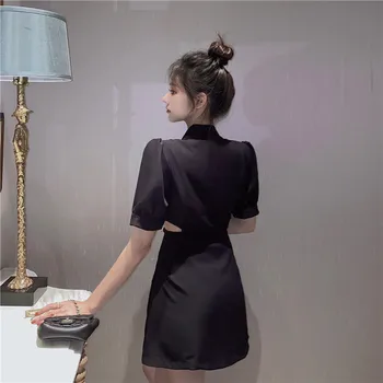 Ir 2021. Modes Sieviešu Elegants Dimantu Tauriņu Melna Žakete, Kleita Ar Īsām Piedurknēm Dobi No Vidukļa Mini Kleita Retro Slim Line Kleita