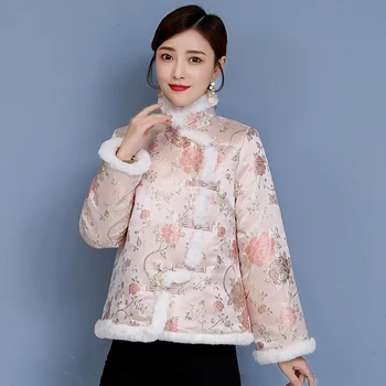 Ir 2021. sieviete ķīniešu stilā qipao mētelis cheongsam qipao jaka vintage apģērbu ķīniešu stilā cheongsam top eleganta dāma, virsdrēbes
