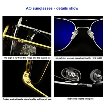 Izmēģinājuma AO Saules Brilles Vīriešiem Zīmola Dizainere Amerikāņu Armijas Militāro Stikla Lēcu Vīriešu Saulesbrilles OP55 OP57 augstākās kvalitātes