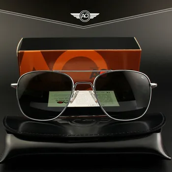 Izmēģinājuma AO Saules Brilles Vīriešiem Zīmola Dizainere Amerikāņu Armijas Militāro Stikla Lēcu Vīriešu Saulesbrilles OP55 OP57 augstākās kvalitātes