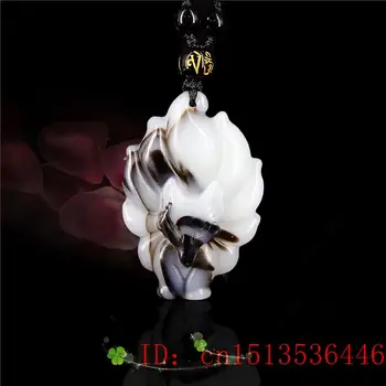 Jade Deviņas astes fox Kulons Vīriešiem Šarmu Dāvanas Amuletu Jadeite Rotaslietas Dabas Sieviešu Modes Kaklarota Ķīnas par Cirsts