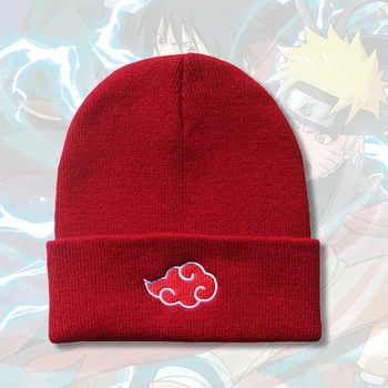 Japāņu Akatsuki Logo Anime Naruto Gadījuma Beanies Vīriešiem, Sievietēm, Adīta Ziemas Cepure, Sarkans Mākonis Hip-hop Skullies Unisex Cepure Klp