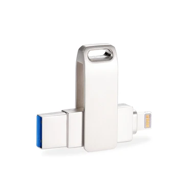 Jaster universālā USB3.0 metāla Apple 2 in 1 rotācijas MH102 sudrabs, balts papīrs rūtiņu USB disku, USB flash micro drive metāla mazu gif