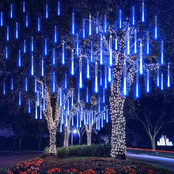 Jaunais Gads 30cm 50cm Āra Meteor Duša Lietus 8 Caurules LED String Apgaismojums Ūdensnecaurlaidīgs Ziemassvētkiem, Kāzu Dekorēšana