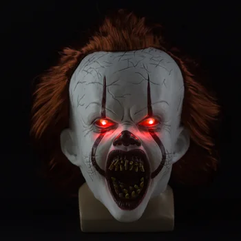 Jaunais LED Stephen King ir Tā Maska Pennywise Šausmu Klauns Joker Maska acīm spīdēt Klauns Lateksa Masku Halloween Cosplay Tērpu Aksesuārus