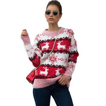 Jaunais Ziemassvētku džemperis sievietēm fall winter Eiropas un Amerikas karstā stila sniegpārslas briežu džemperis džemperis
