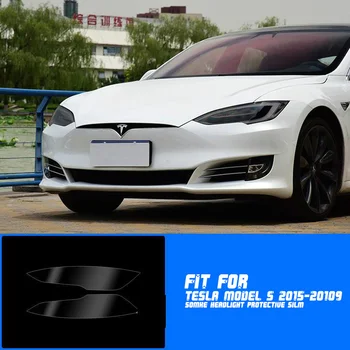 Jaunas Auto LH+RH Dūmu TPU Lukturi Aizsardzības Sagrieztos Plēves Uzlīme Vāciņš Melns, piemērots Tesla Model S-2019