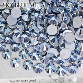 JAUNAS KRĀSAS, kas Nav Karstā Noteikt Rhinestone Debess zila, Spīdīgi brūna 3D nagu vizuļi kristāla strass stikla glitters manikīram, mākslas dekori