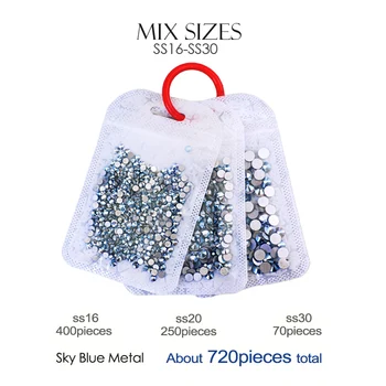 JAUNAS KRĀSAS, kas Nav Karstā Noteikt Rhinestone Debess zila, Spīdīgi brūna 3D nagu vizuļi kristāla strass stikla glitters manikīram, mākslas dekori