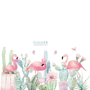 Jaunas Vasaras Flamingo Sienas Uzlīmes viesistaba, Guļamistaba, Bērnu istaba, Eco-friendly DIY Sienas Uzlīmes Mākslas Mājas Dekoru
