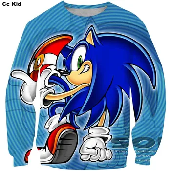Jaunas Zēnu Karikatūra Sonic ezis Zila 3D sporta krekls Uzdrukāts Meitenes Streetwear bērniem, Bērnu drēbītes, Bērnu Smieklīgi džemperis džemperis