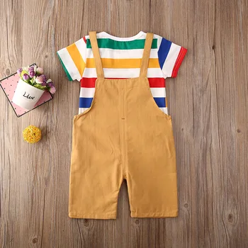 Jaundzimušais Zēns, Vasaras Ikdienas Drēbes Kopumu, Kāzas, Dzimšanas dienas Zēni Kopumā Tērps, Krāsaina Varavīksne T-krekls Toddler Džentlmenis Apģērbs