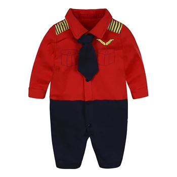 Jauno dzimis bērnu drēbes, bērnu zēns ar garām piedurknēm romper 2018 modes kapteinis stila zīdaiņu bebes jumpsuit kombinezons 3-18 mēnešu