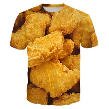 Jauno Modes Pāris Vīriešiem Sievietēm Unisex Pārtikas Yummy Cepta Vistas Smieklīgi 3D Druka Nē Vāciņu Gadījuma Modes Kreklu, T-Krekli, t-veida Topi