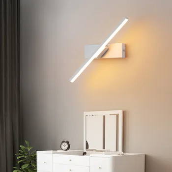 Jauns LED sienas apgaismojuma personības guļamistabas gultas lampa Ziemeļvalstu mūsdienu minimālisma radošo kāpņu eju dzīvojamā istaba grozās sienas lampas