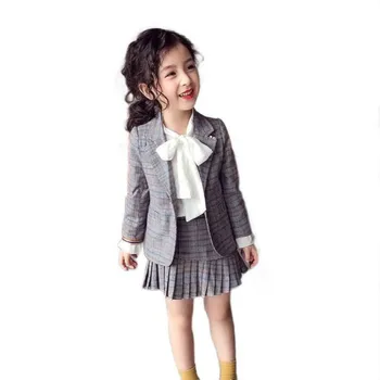 Jauns Pusaudžu meiteņu apģērba komplekts bērniem tracksuit meitenēm atbilstu skolā vienotu pleds meiteņu drēbes pavasara 3pcs bērnu drēbes