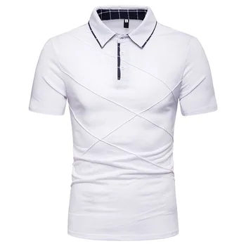 Jauns Vīrietis Polo Krekls Mens Modes vienkrāsainu Svītrains Dizains Polo Kreklus Vīriešiem ar Īsām Piedurknēm Biznesa Gadījuma Polo Vīriešiem