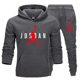 Jauns vīriešu pelēkā vārna uzstādīt Jordānija 23 tracksuit sporta Krekls uzstādīt Vilnas pelēkā vārna + treniņbikses skriešanas Homme pulovers sweatsuit vīriešiem