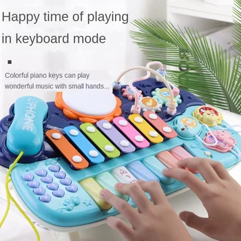 Jaunu bērnu multi-function klavieres tālrunis gaismas skaņas efektu atzīšanu roku bungas puzzle tastatūras agrīnās izglītības mašīna