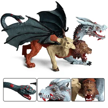 Jaunu Simulācijas Dinozaura Modelis Warcraft Pūķis Chimera Zvērs trīsgalvainais Pūķis PVC Lelle Vākšana bērniem Rotaļlietas Dāvanas