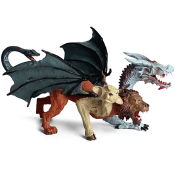Jaunu Simulācijas Dinozaura Modelis Warcraft Pūķis Chimera Zvērs trīsgalvainais Pūķis PVC Lelle Vākšana bērniem Rotaļlietas Dāvanas