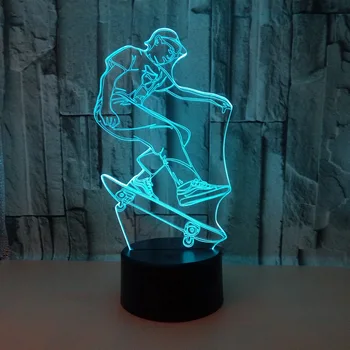 Jaunu Skeitborda Sporta 3d Nakts Lampas Dāvanu Atmosfēru 3d Led Mazā Galda Lampas Bērnu telpu dekorēšana 3D Galda Lampas 35610