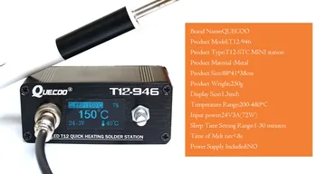 Jaunu STC T12-946 Mini lodēšanas stacijas 1.3 collu elektronisko Digitālo kontrolieris ar P9 plastmasas rokturi un dzelzs padomus, metināšanas instrumenti