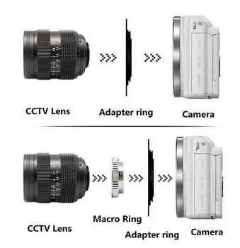 JAUNU Ķīna 50mm F1.4 CCTV TV objektīvs + C-N1 Mount Gredzens Nikon 1 J5 J4 J2 J3 J1 V3 S2 V2 V1 AW1 (Melns)