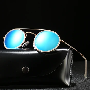 Jaunā Modes zīmola Dizaineru Sieviešu Kārtas rāmis polarizētās lēcas, saulesbrilles, vīriešu Saulesbrilles Vintage, Saulesbrilles Metāla Rāmis UV400