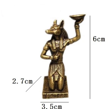 Jaunā Stila Vintage Brass Ēģiptes Doghead Anubis Turētāja Apdare Rotājumu Skulptūru Mājas Biroja Galda Rotājumu Kolekcija Dāvanu