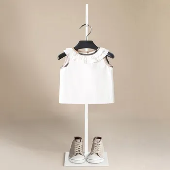 Jaunā Vasaras Bērnu, Meiteņu T-krekli Princese Jaundzimušo Bērnu Drēbes bez Piedurknēm Pleds Toddler Kokvilnas T Krekls, Blūze Ikdienas Drēbes