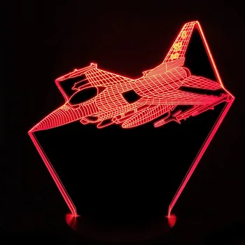 Jaunās lidmašīnas 3D Nakts Gaismas Warplanes Cīnītājs Galda lampa 7 Krāsas Mainās Ar USB Strāvas Atmosfēru Lampu Mājas Dekors Bērniem Dāvanu 63262