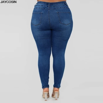 JAYCOSIN Slim Jeans Sieviešu Izdilis Augsta Vidukļa Džinsus Sieviete Zilā Džinsa Zīmuli Bikses Modes 2019 Jaunas Sievietes Caurumu Džinsa Bikses 9812