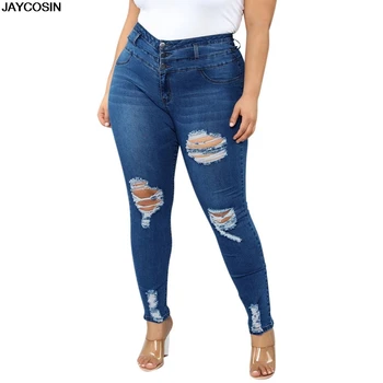 JAYCOSIN Slim Jeans Sieviešu Izdilis Augsta Vidukļa Džinsus Sieviete Zilā Džinsa Zīmuli Bikses Modes 2019 Jaunas Sievietes Caurumu Džinsa Bikses 9812